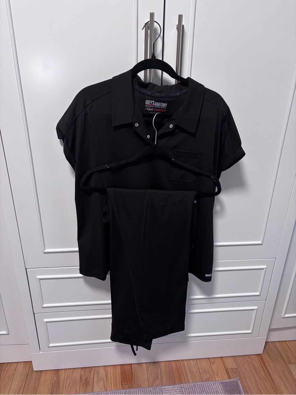 Grey's Anatomy Black Knit Stretch Scrub Set